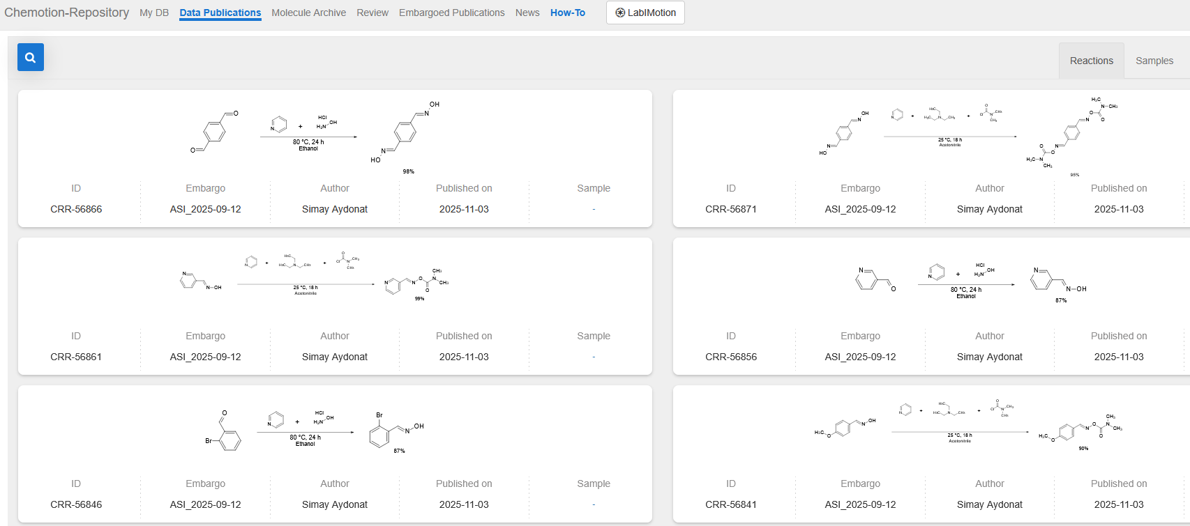Data publications in Chemotion Repository
