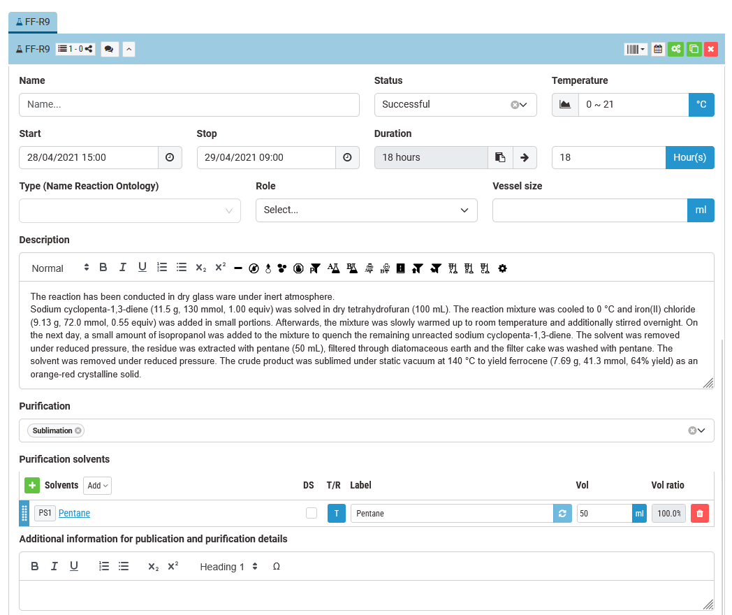 Experiment Description and Properties